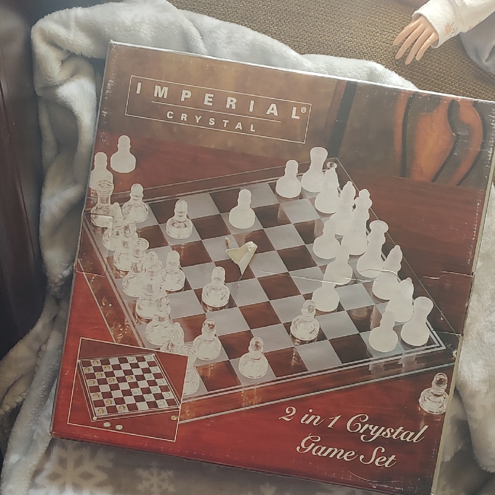Crystal 2-in-1 Chess & Checkers Set - Clear Crystal